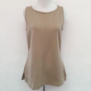 St. John Tan Sleeveless Knit Top Size Small